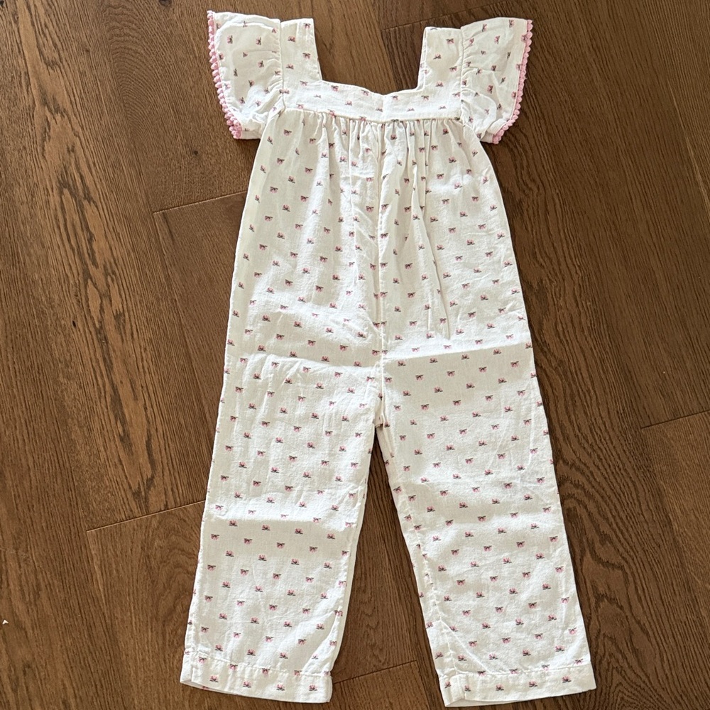 Old Navy Off White with Pink flower detail Kids Romper